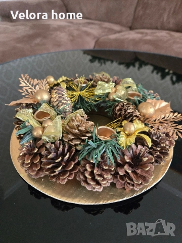 Венец/ свещник РЪЧНА ИЗРАБОТКА, снимка 2 - Декорация за дома - 52920417