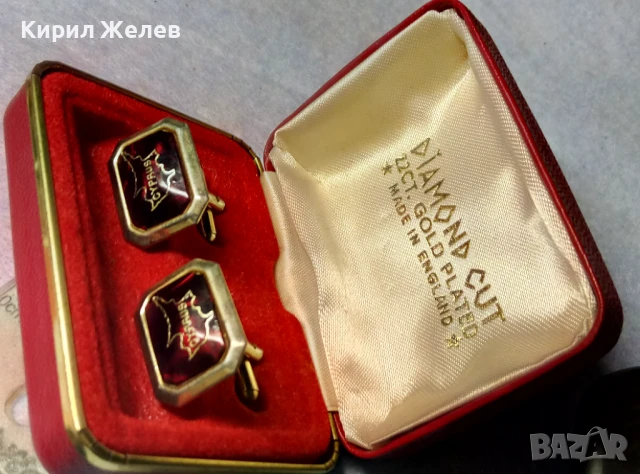 DIAMOND CUT 22CT. GOLD PLATED MADE in ENGLAND Старинни ЕМАЙЛИРАНИ ПОЗЛАТЕНИ БУТОНЕЛИ CYPRUS 33120, снимка 14 - Антикварни и старинни предмети - 51371681