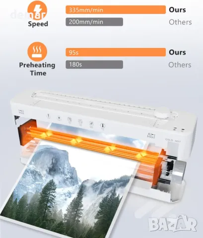 Машина за ламиниране Raycial Laminator A3 - Студен и термичен ламинатор с 50 плика за ламиниране, снимка 3 - Друга електроника - 46845736