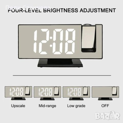 Настолен LED часовник със светещ проектор на тавана, снимка 3 - Други стоки за дома - 45455393