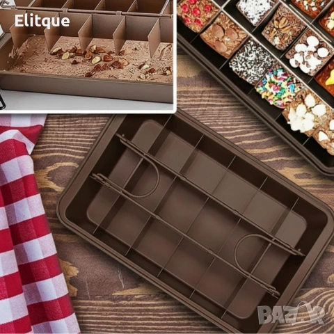 Форма за печене с разделители – 18 равни порции, незалепващо покритие и перфектни сладкиши у дома, снимка 2 - Декорация за дома - 53040400