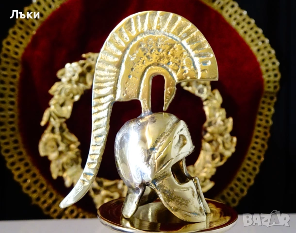 Спартански шлем,воин Леонидас от бронз. , снимка 6 - Антикварни и старинни предмети - 53275238
