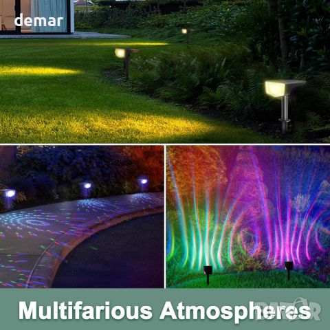 Quntis Многоцветни соларни градински прожектори IP65 Водоустойчиви 2-в-1 регулируеми, 2 броя, снимка 6 - Соларни лампи - 45325141