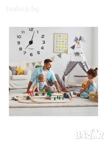 Стенен самозалепващ се часовник с 3D числа, сребърен, Relaxdays, снимка 5 - Стенни часовници - 53715997