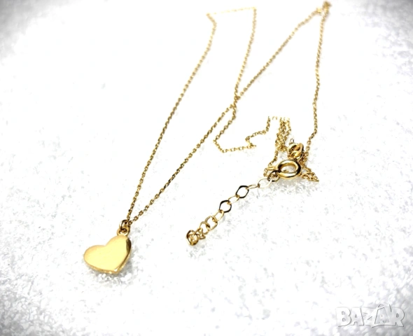 Тънко златно колие с плътно сърце-1,77 грама 14К (проба 585), снимка 2 - Колиета, медальони, синджири - 53814008