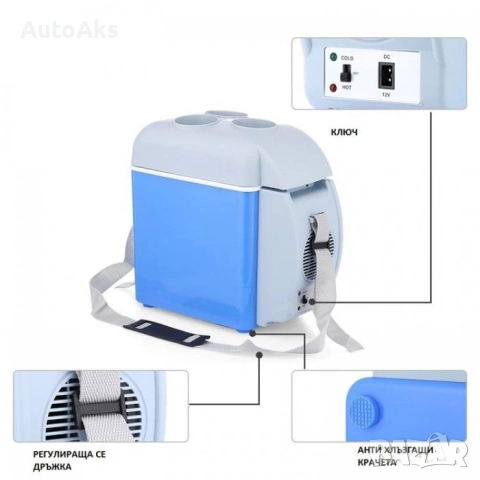 Преносимо хладилно барче за кола 7.5L (12V) – Хладилна чанта и подлакътник в едно, снимка 5 - Аксесоари и консумативи - 53878892