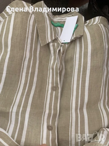 Ленена риза Benetton, снимка 3 - Ризи - 51386874