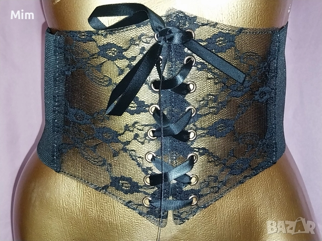 3XL Черен широк еластичен колан с дантела , снимка 3 - Колани - 52718946