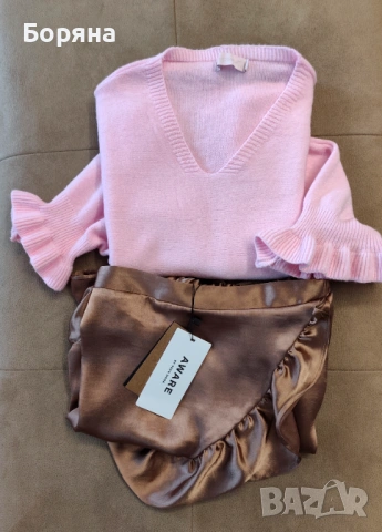 Moondust розов пролетен пуловер с къдричка