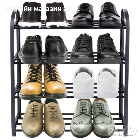 Стелаж за обувки 4 рафта черен 49.5x18.5x56.5см 569732, снимка 6 - Етажерки - 53232876