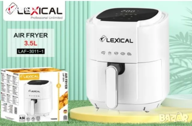 Фритюрник с горещ въздух Lexical Airfryer LAF-3011-1/2 1200W 3.5L бял/черен, снимка 1 - Фритюрници - 48474608