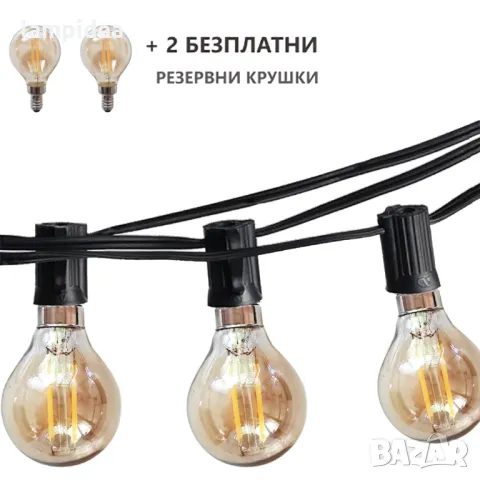 ГИРЛЯНД E12 ОТ 20 БР LED КРУШКИ - G 45 - 10 М