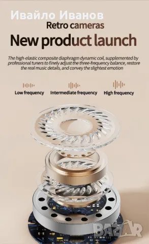 TWS Bluetooth слушалки, зарядна ретро кутийка с дисплей, снимка 6 - Bluetooth слушалки - 49298728