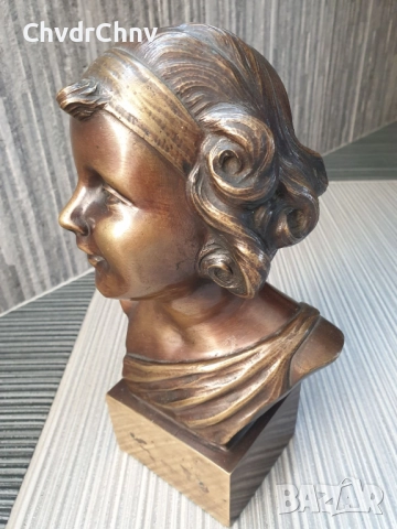 26см-5кг статуетка-бюст/френска бронзова скулптура/фигура на момиче, снимка 3 - Статуетки - 52967255