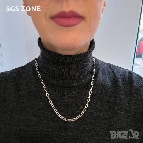 Стилна сребърна верижка от Италия с родиево покритие , снимка 6 - Колиета, медальони, синджири - 53124203