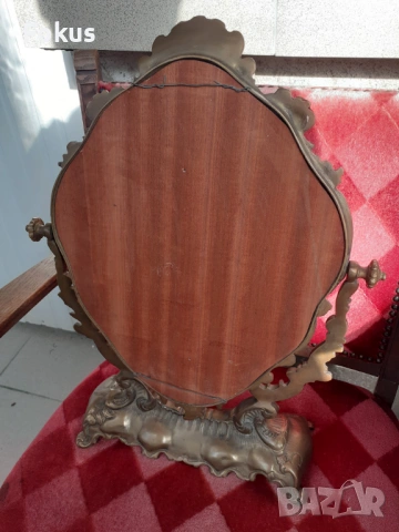 Уникално голямо бронзово бароково огледало 5,5 кг., снимка 7 - Антикварни и старинни предмети - 53445686