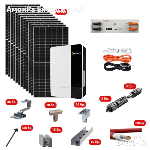 Фотоволтаична система 5kW KT-SPF5-A410-К5, за керемиден покрив, снимка 2 - Друга електроника - 53903446