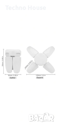 Регулируема мощна сгъваема LED крушка 100W E27, снимка 2 - Крушки - 53249863