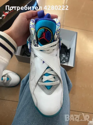 Air Jordan 8 Retro White Aqua, снимка 3 - Маратонки - 47802568