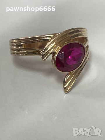 Златен пръстен 14 карата с Рубин, снимка 6 - Пръстени - 46384786