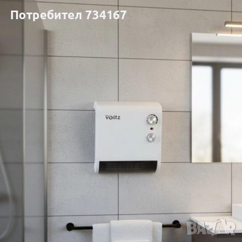 Отоплителна печка за баня Voltz OV51970J – 2000W, вентилатор, водоустойчива, снимка 4 - Отоплителни печки - 51840188
