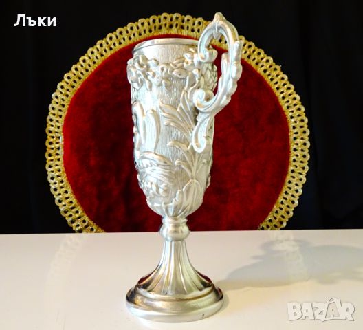 Бокал от калай с двойка гълъби,рози,сватба. , снимка 6 - Антикварни и старинни предмети - 46760160