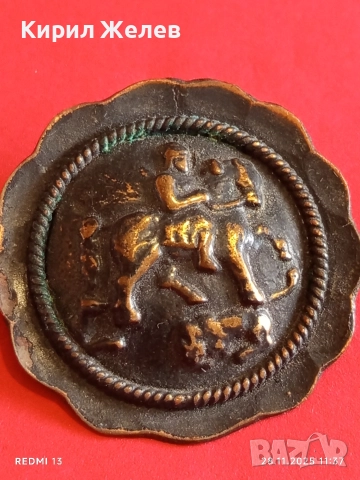 Винтидж медна брошка КОННИК ретро АРТ бижу 56661, снимка 5 - Други - 52571361