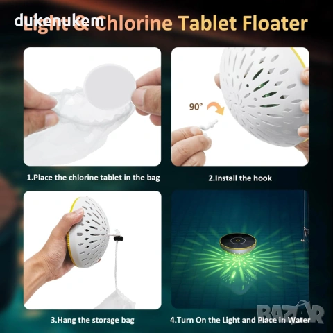 Соларнa плаващa RGB LED лампa за басейн с автоматично включване, водоустойчивa, снимка 5 - Лед осветление - 53016949