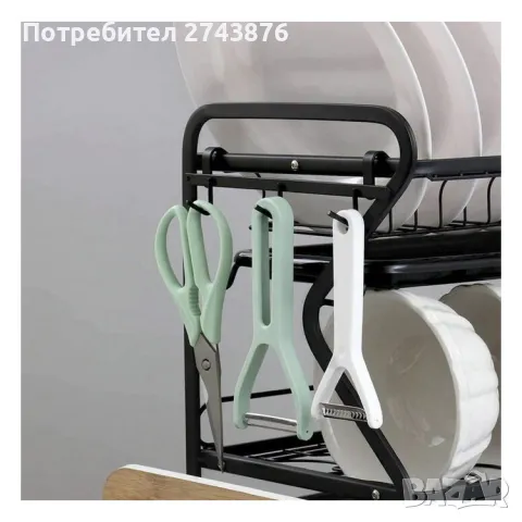 Сушилник на три нива Dish rack MZY-1133A ,Черен - 53х24.5х54 см., снимка 4 - Други - 47869860