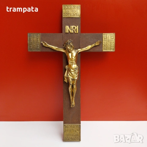 НАЙ ДОБРАТА ОФЕРТА 50см. Кръст , разпятие , исус от дърво и метал