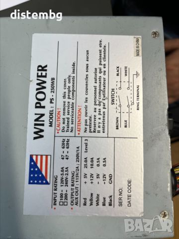 Компютърно захранване AT  WinPower PS-250WB  250W, снимка 1 - Захранвания и кутии - 45200773
