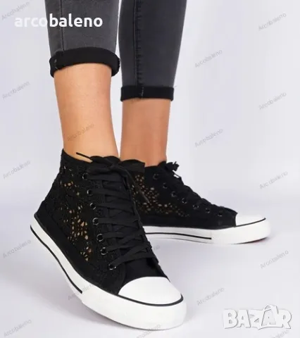 Високи дамски ажурни кецове Lesli, 2цвята , снимка 3 - Кецове - 49287701