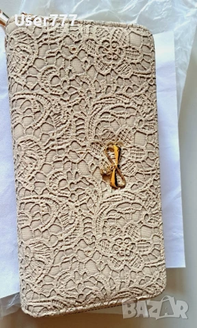 Нов дамски портфейл в бежов цвят с много прегради, снимка 8 - Портфейли, портмонета - 50807378