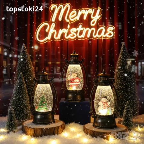 Ретро LED коледен фенер с падащ сняг – магическа светлина и празничен уют, снимка 2 - Други стоки за дома - 52351973