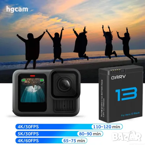 Батерия GARV за GoPro Hero 13 Black - 2100mAh - Li-ion, снимка 2 - Батерии, зарядни - 48880724