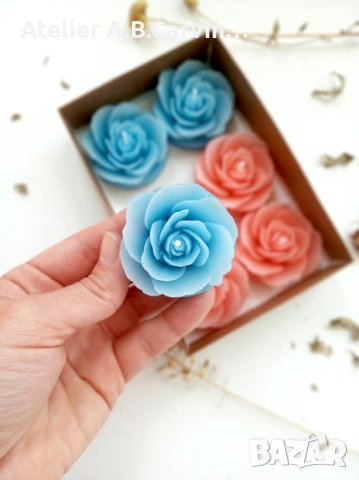 Комплект от 6 ароматни чаени свещички розички,за подарък или за дома, снимка 2 - Декорация за дома - 53619729