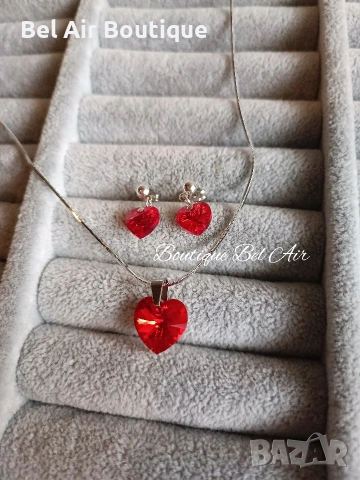 Комплект колие и обеци Swarovski, бижута с кристали Сваровски, снимка 8 - Колиета, медальони, синджири - 53392182