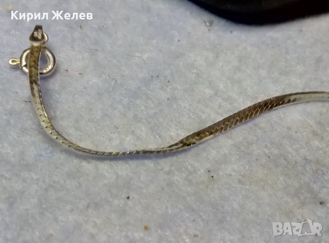 НЕЖНА ЛЕНТОВИДНА МАРКОВА СРЕБЪРНА ГРИВНА СРЕБРО 925 K. C ITALY с БЯЛА ПОЗЛАТА 20965, снимка 13 - Гривни - 49605949