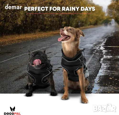 Дъждобран за кучета DOGOPAL с вграден колан - Водоустойчиво палто за кучета (сиво, #5), снимка 7 - За кучета - 49677278