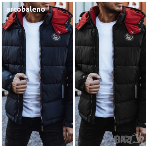 Мъжко зимно ватирано яке с качулка, 2цвята 