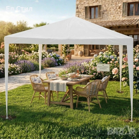 Градинска шатра тип „павилион“, 3x3м, Водоустойчива, Прахово боядисана стоманена рамка, Сива, снимка 9 - Градински мебели, декорация  - 53928109