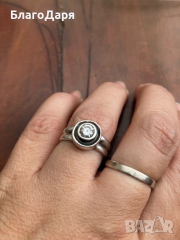 Сребърен пръстен с циркон , снимка 2 - Пръстени - 46057454