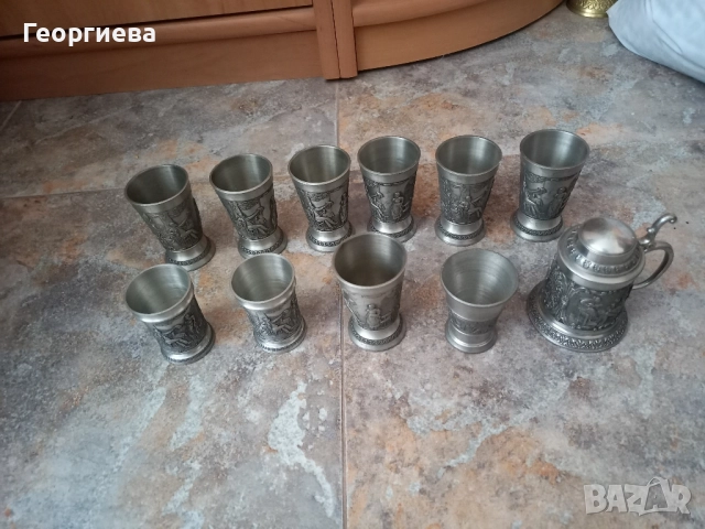 Оловно-цинкови немски чашки и малка халба