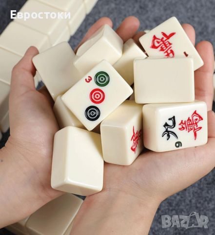 Комплект за маджонг LANYOTA, комплект за игра на китайски маджонг с куфар за носене, снимка 8 - Настолни игри - 45650831