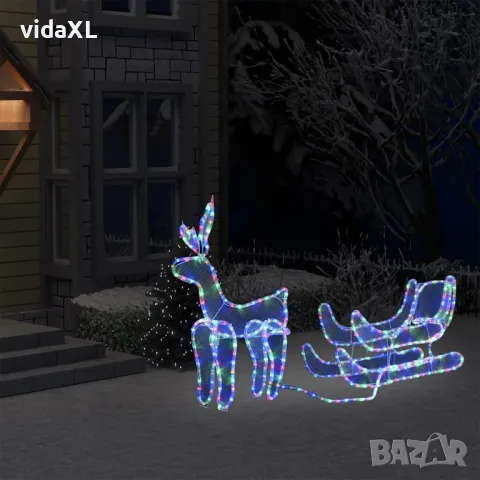 vidaXL Коледна украса, светещ елен с шейна, мрежа, 432 LED(SKU:329817), снимка 2 - Декорация за дома - 48333251