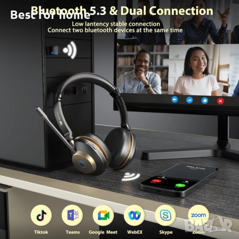 Професионална Bluetooth Слушалка Earbay с Микрофон – Шумопотискане и 40ч. батерия, снимка 4 - Слушалки и портативни колонки - 52978794