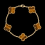 Van Cleef & Arpels VCA 5 Motifs Gold Tiger Eye Vintage Alhambra Дамска Гривна, снимка 7