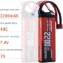 SUNPADOW 7.4V 2S Lipo батерия 40C 2200mAh  за RC превозни средства, снимка 6