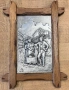 Релефна картина от калай в рамка от дърво масив, снимка 1