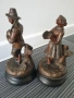 чифт2бр/23см-3кг ЦAM статуетки/стари френски скулптури/фигури на селяни-музиканти, снимка 4